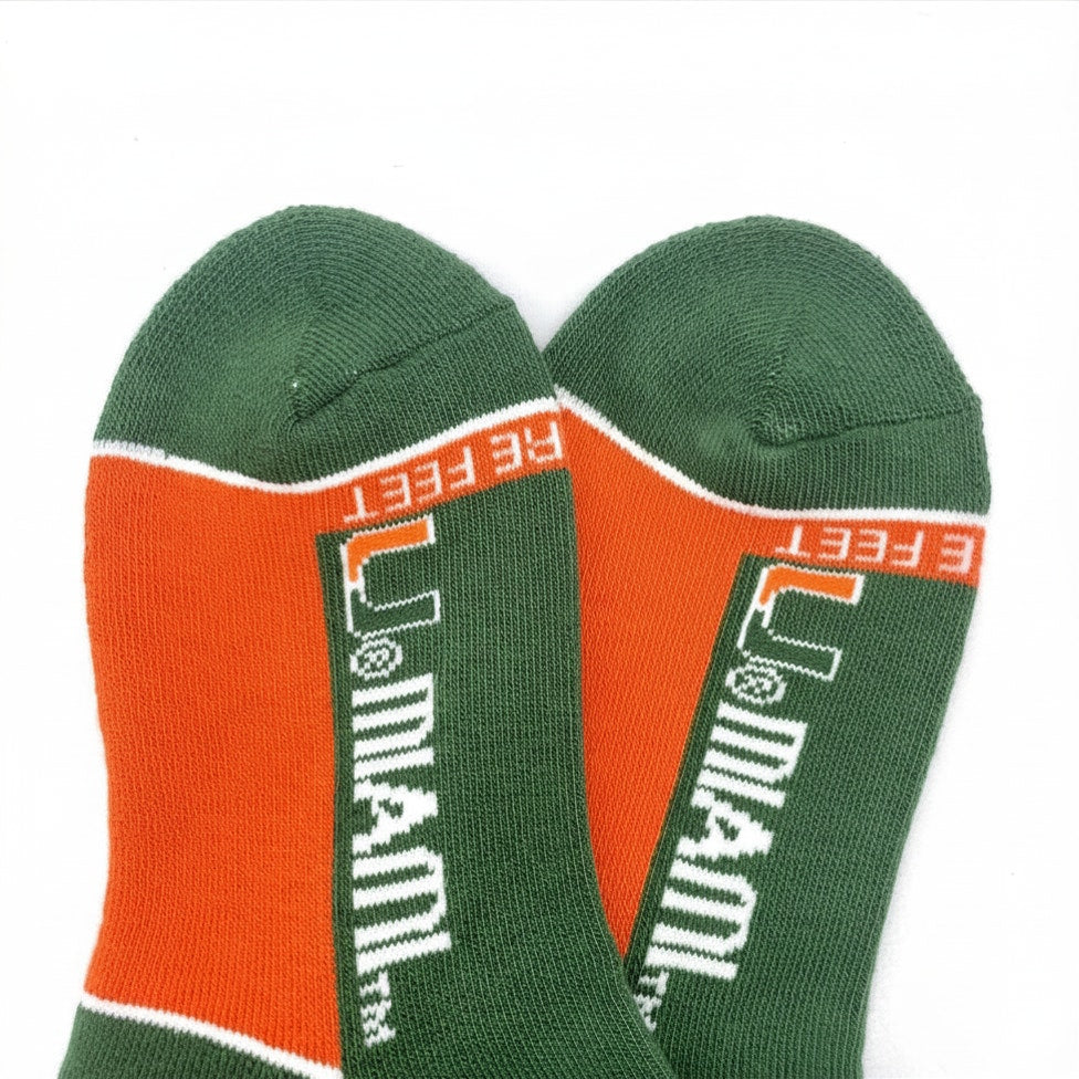 Bare Feet Miami Hurricanes Crew Socks Size Medium