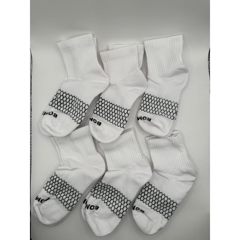 Women Men's BOMBAS Honeycomb Quarter socks Size Small White 6 Pairs