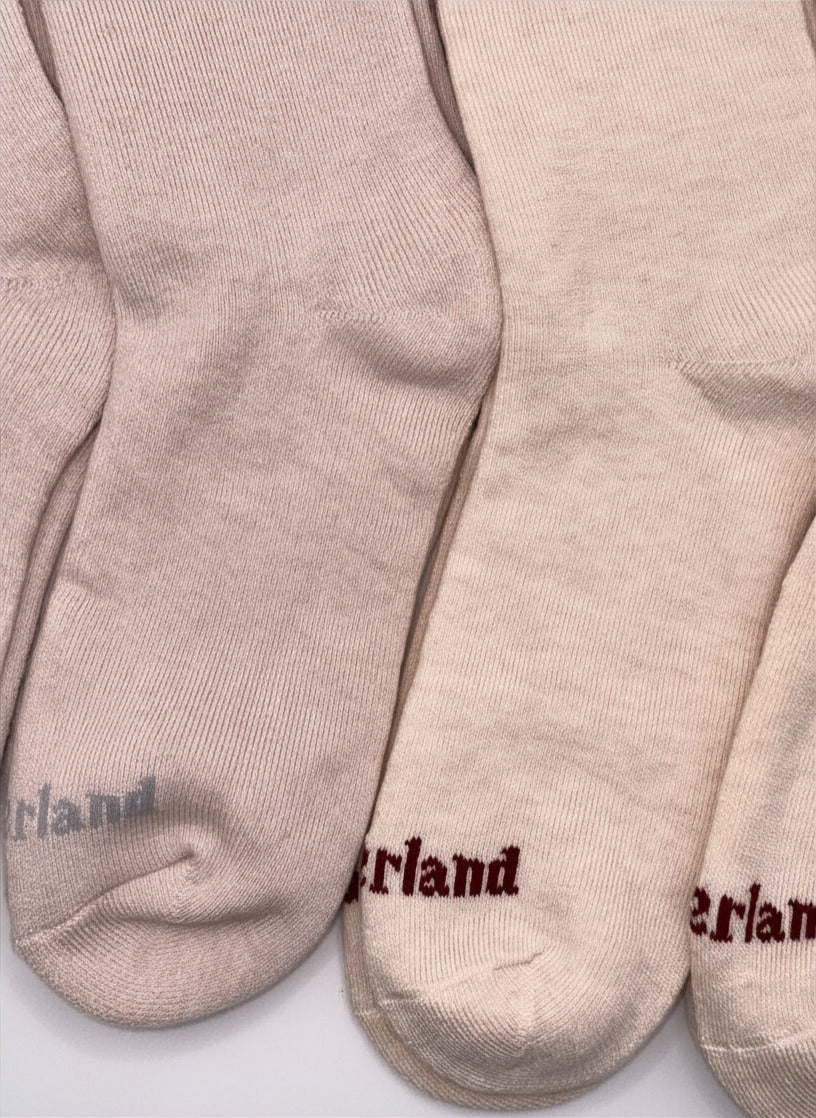 Timberland Unisex Cushioned Crew Socks 4 Pairs - Wool Blend, Light Brown Medium