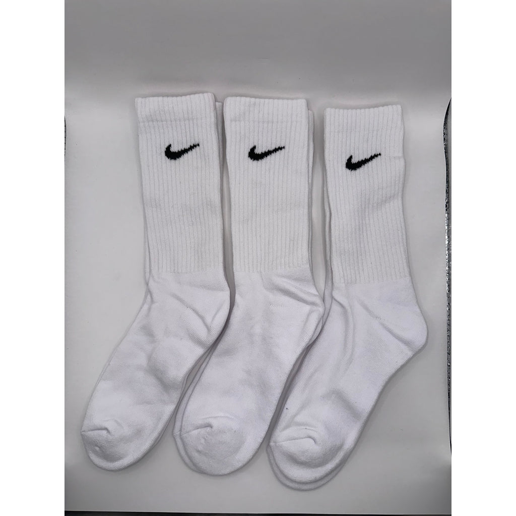 3 Pairs NWOT NIKE Everyday Cotton Crew Socks WHITE Dri Fit Size LARGE