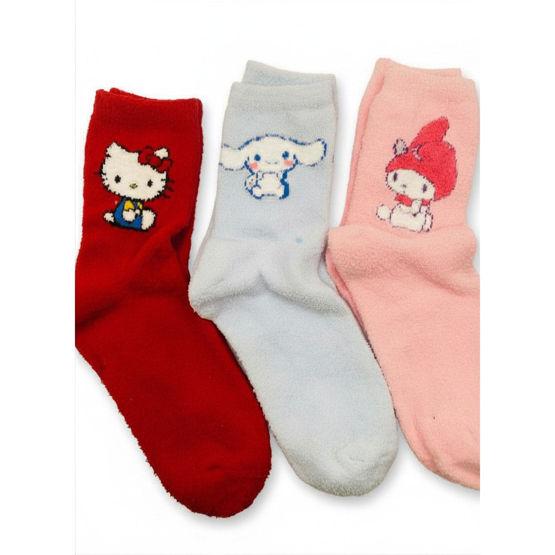 6 Pairs FUZZY SANRIO Women's Socks - Medium