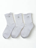 3 Pairs Alo Yoga Women's Lettuce Edge Sock M/L fits sizes 8 – 11 White