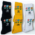 6 Pairs ADIDAS Floral Everyday Cotton Crew Socks Dri Fit Size MEDIUM
