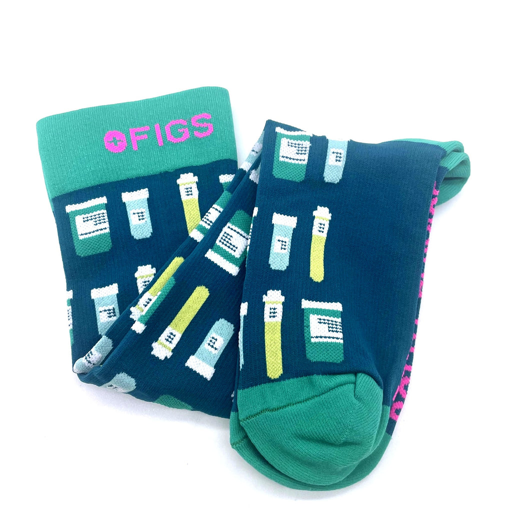 1Pair FIGS Compression Green Socks Size L