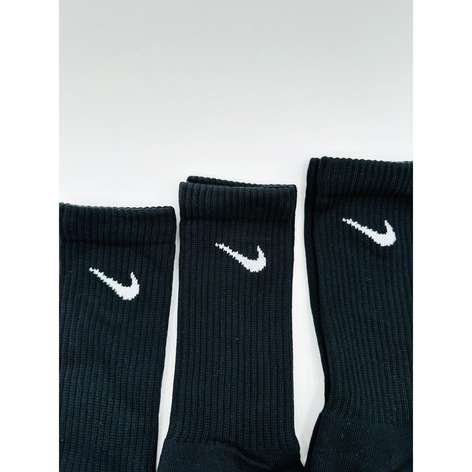 3 Pairs NWOT NIKE Black Everyday Cotton Crew Socks Dri Fit Size LARGE