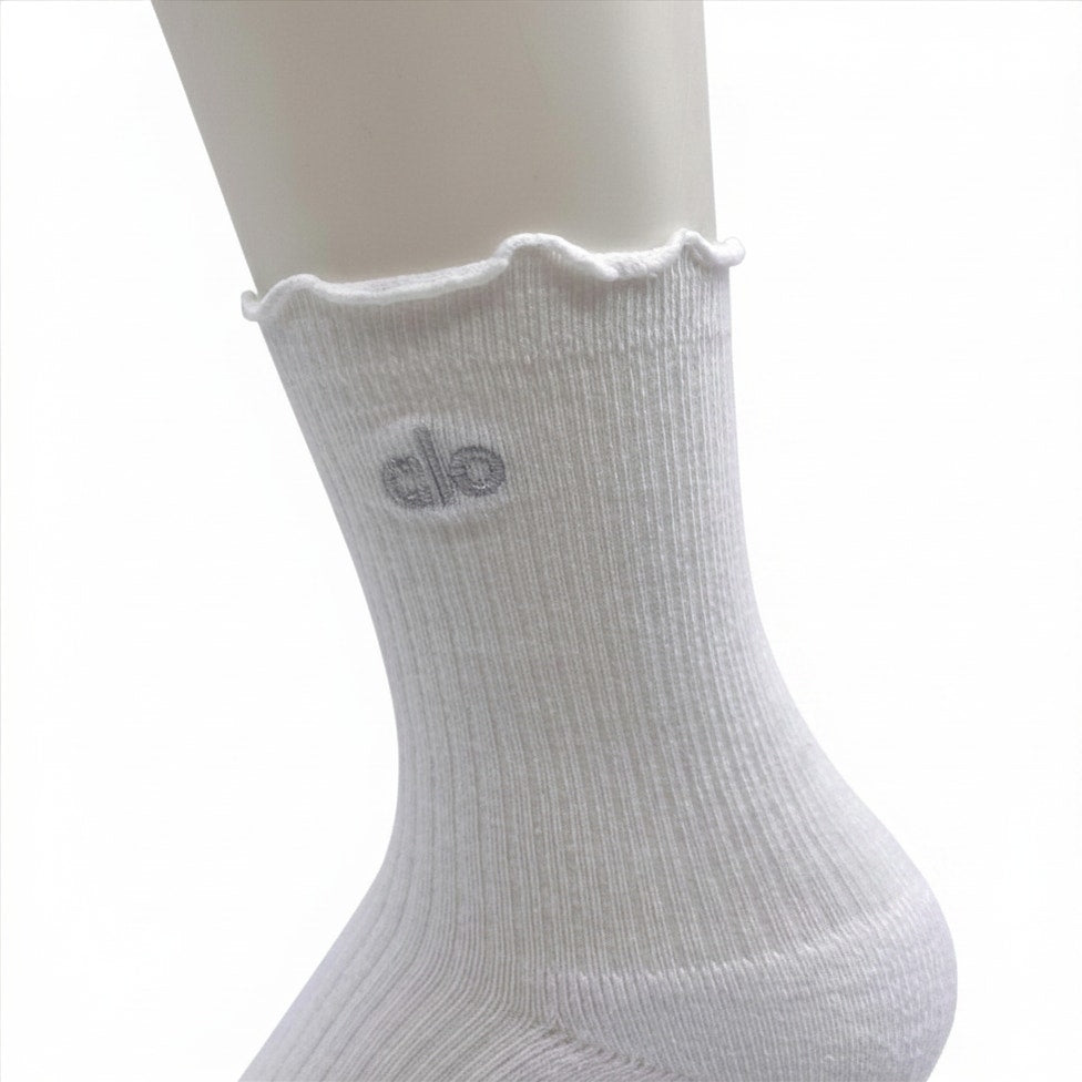 6 Pairs Alo Yoga Unisex Lettuce Edge Socks Medium