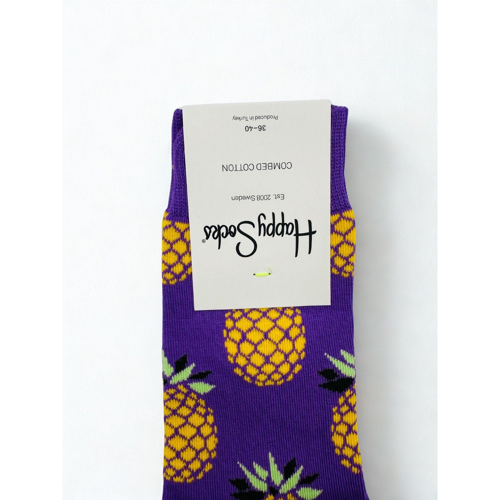 1 Pair Happy Socks Pineapple Size Medium Unisex