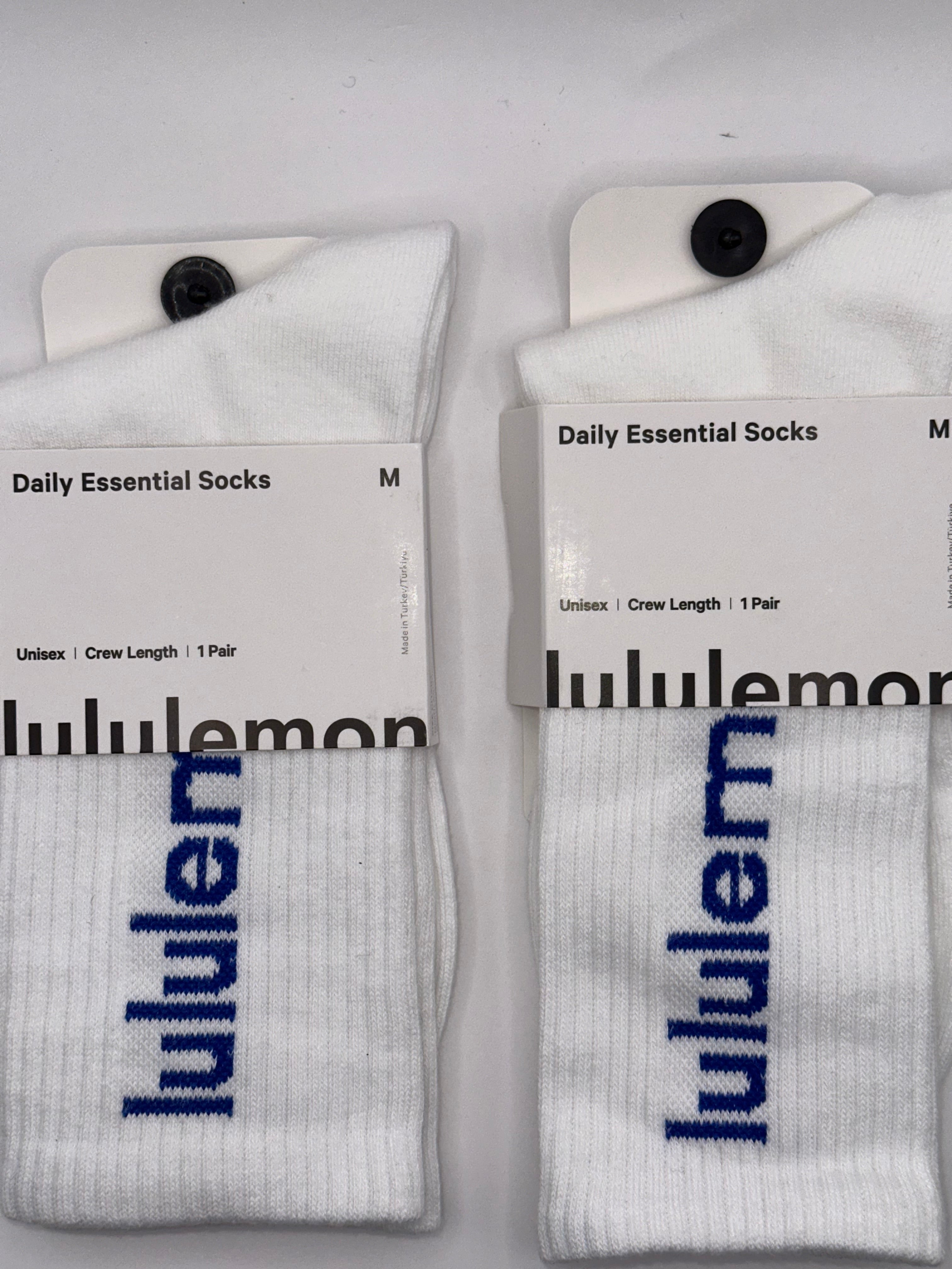 2 Pairs NWT Lululemon Daily Essential Unisex Crew Socks - Medium