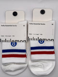 NWT 2 Pairs Lululemon Unisex Daily Essential Stripe Crew Socks - Medium
