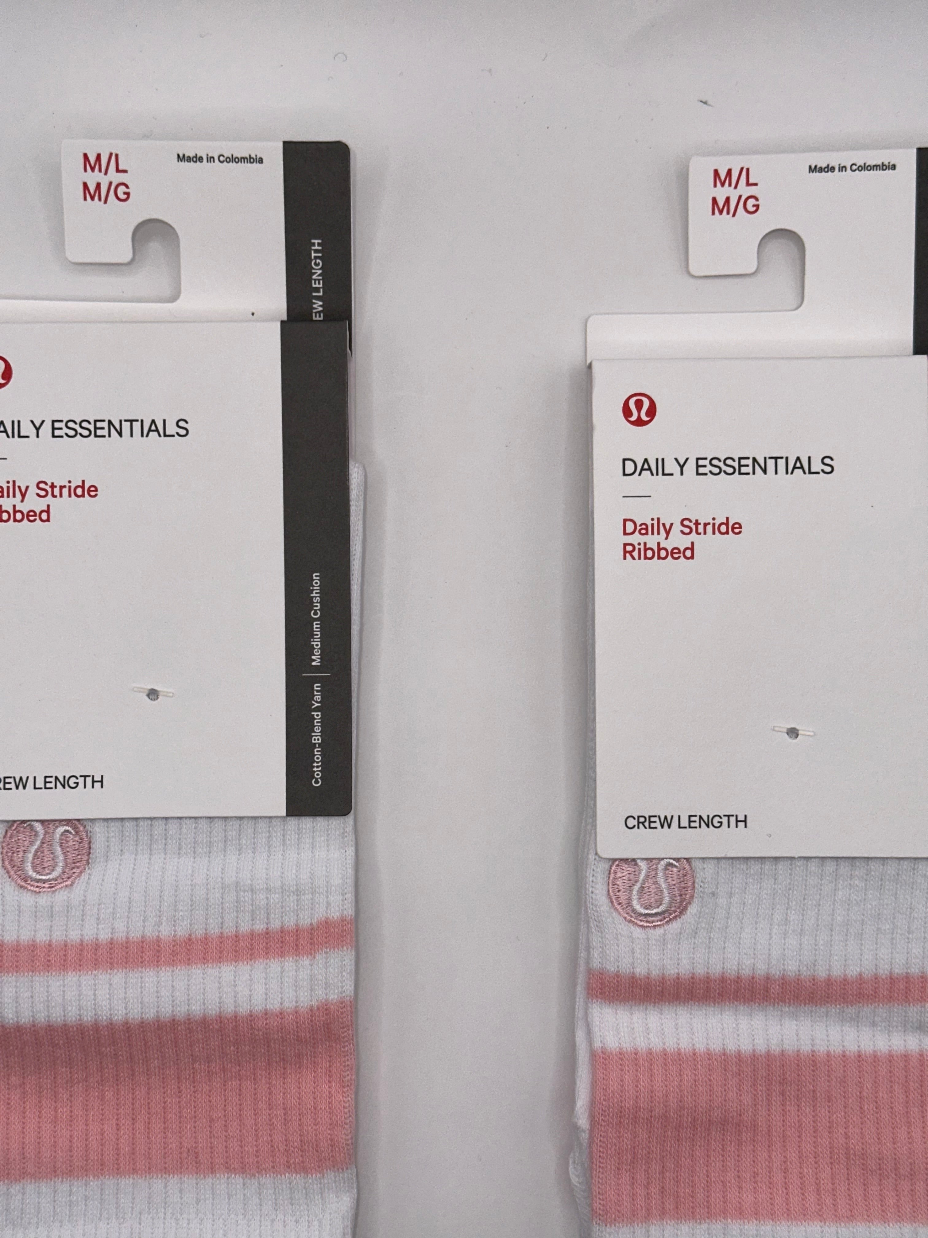 2 Pairs Lululemon Daily Stride Ribbed Crew Socks - M/L NWT