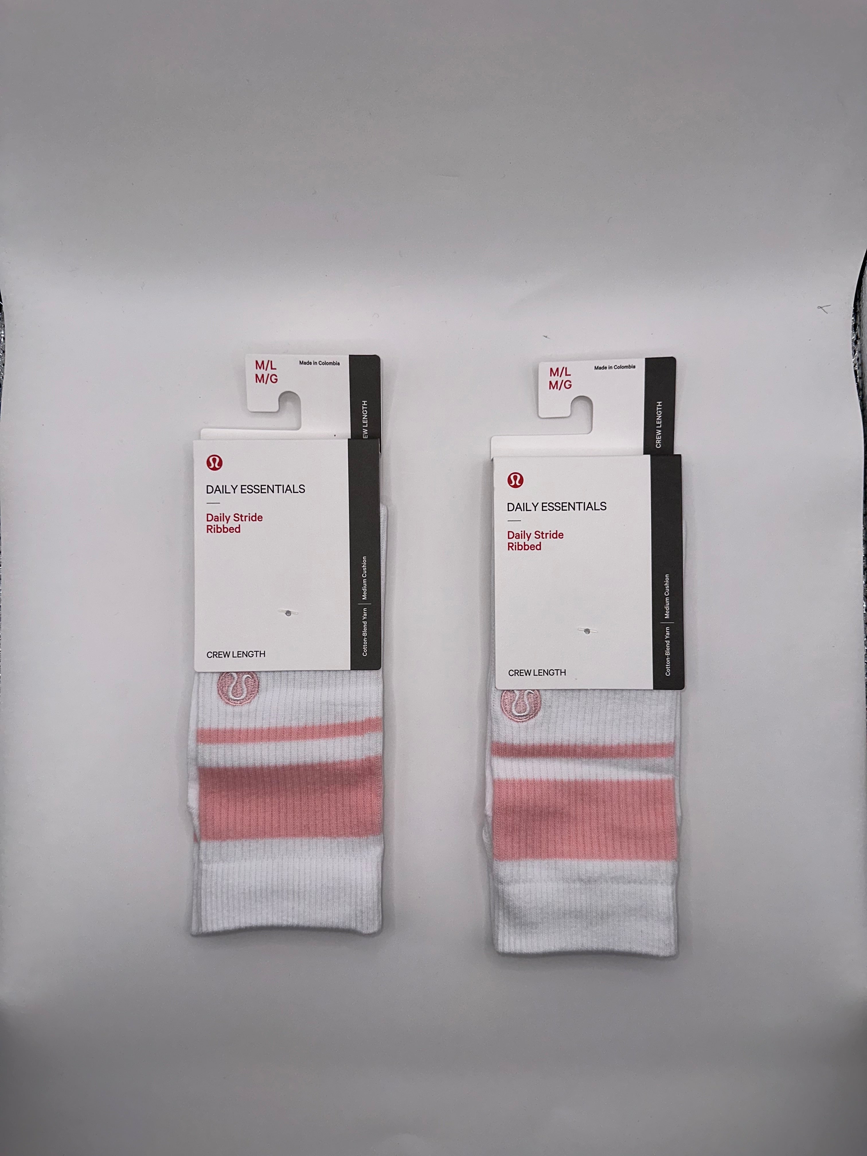 2 Pairs Lululemon Daily Stride Ribbed Crew Socks - M/L NWT