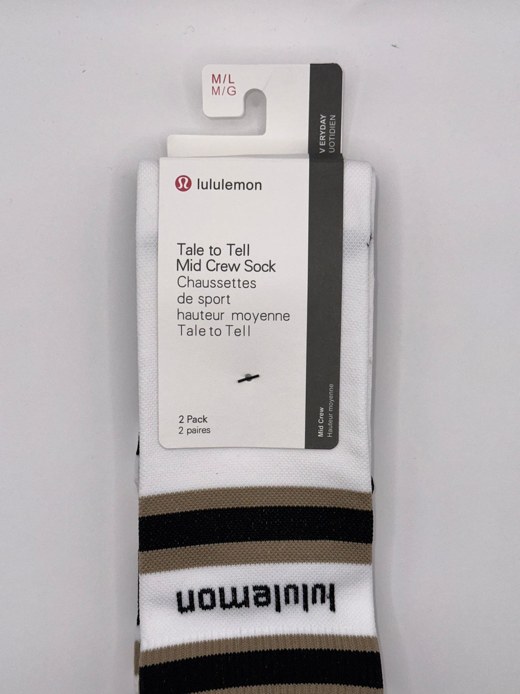 2 Pairs NWT Lululemon Tale to Tell Mid Crew Socks - M/L
