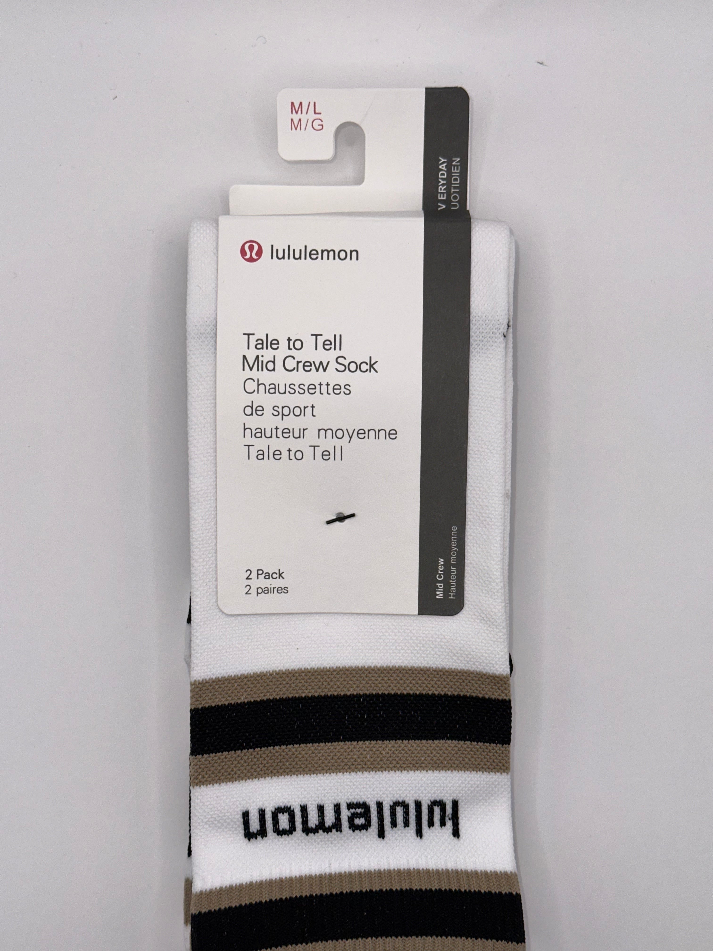 2 Pairs NWT Lululemon Tale to Tell Mid Crew Socks - M/L