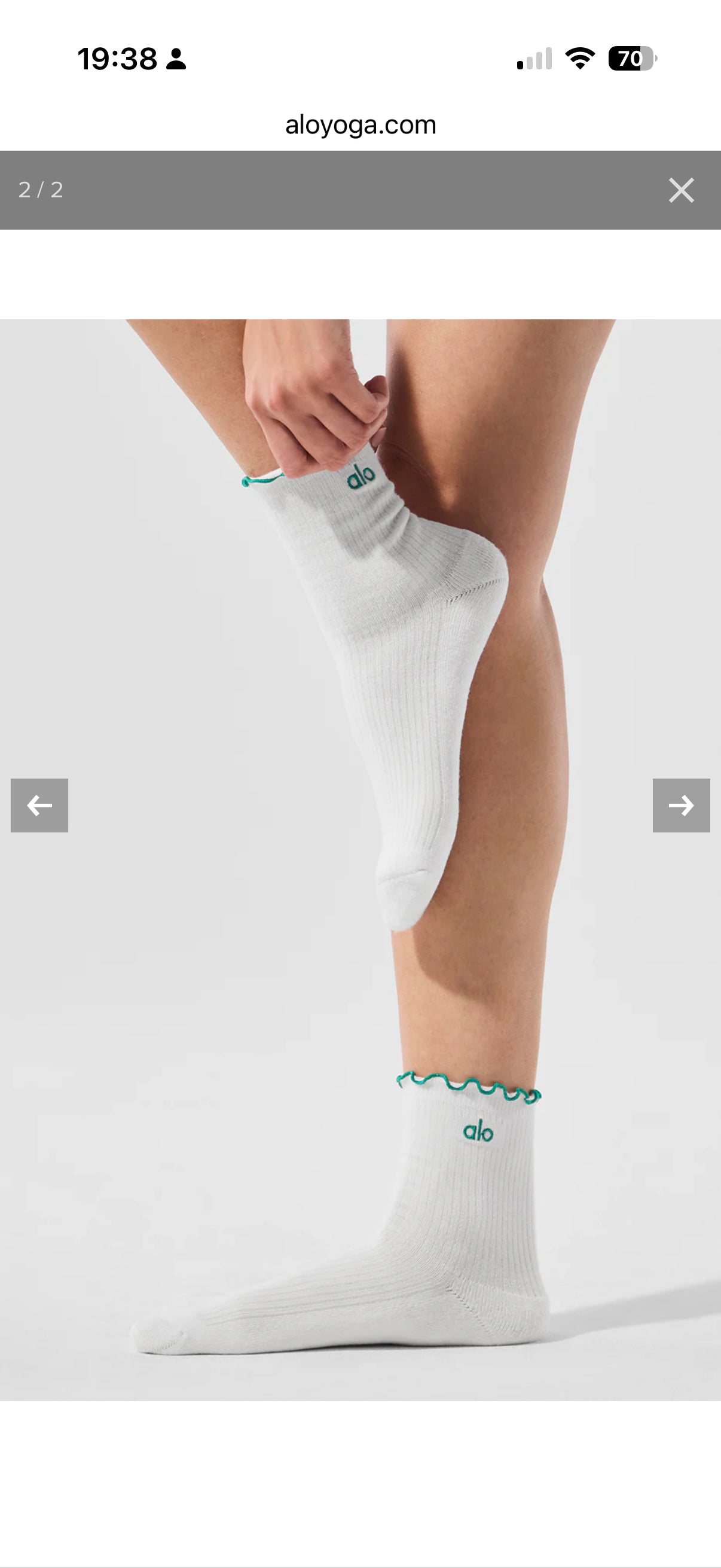 3 Pairs Alo Yoga Women's Lettuce Edge Sock M/L fits sizes 8 – 11 White