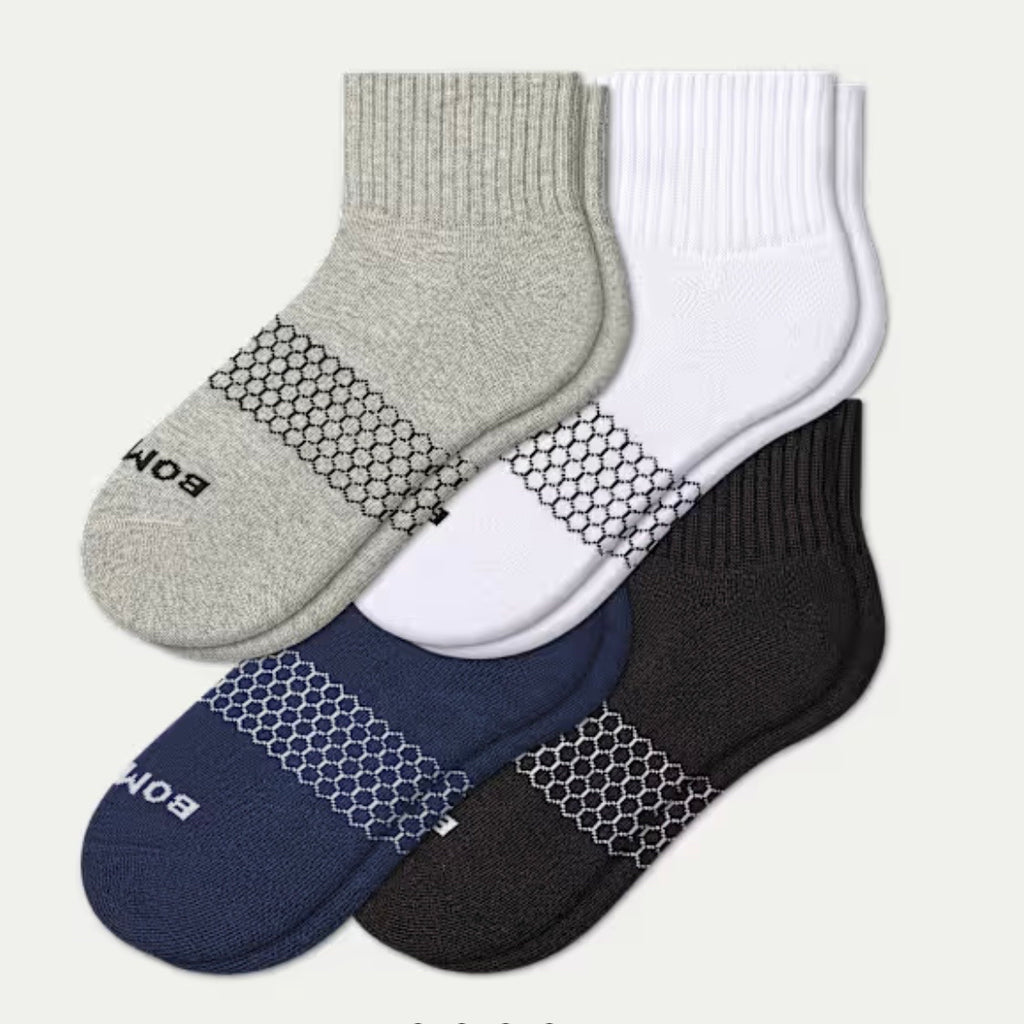 4 Pairs Bombas Daily Quarter Socks Size Medium 6-10