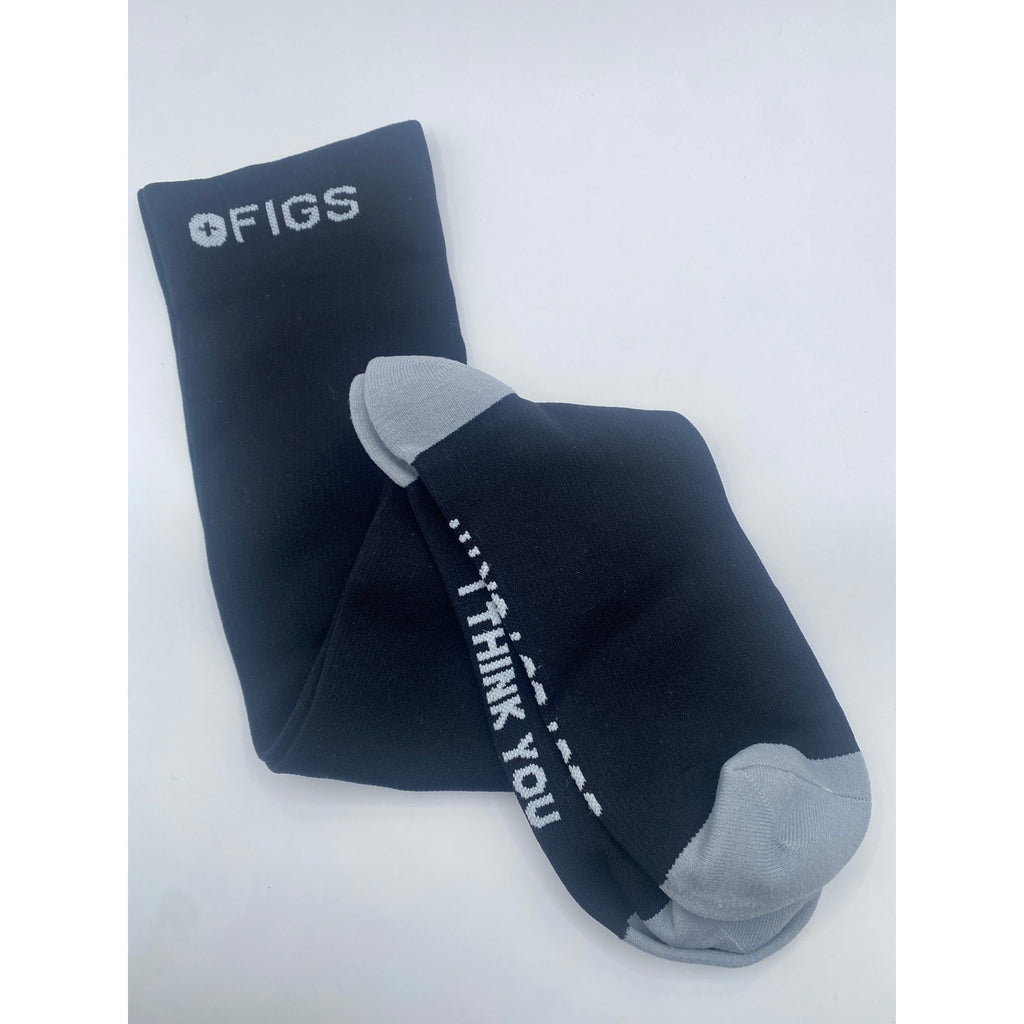 1 Pair FIGS Compression Black & Gray Plain Socks Size Small