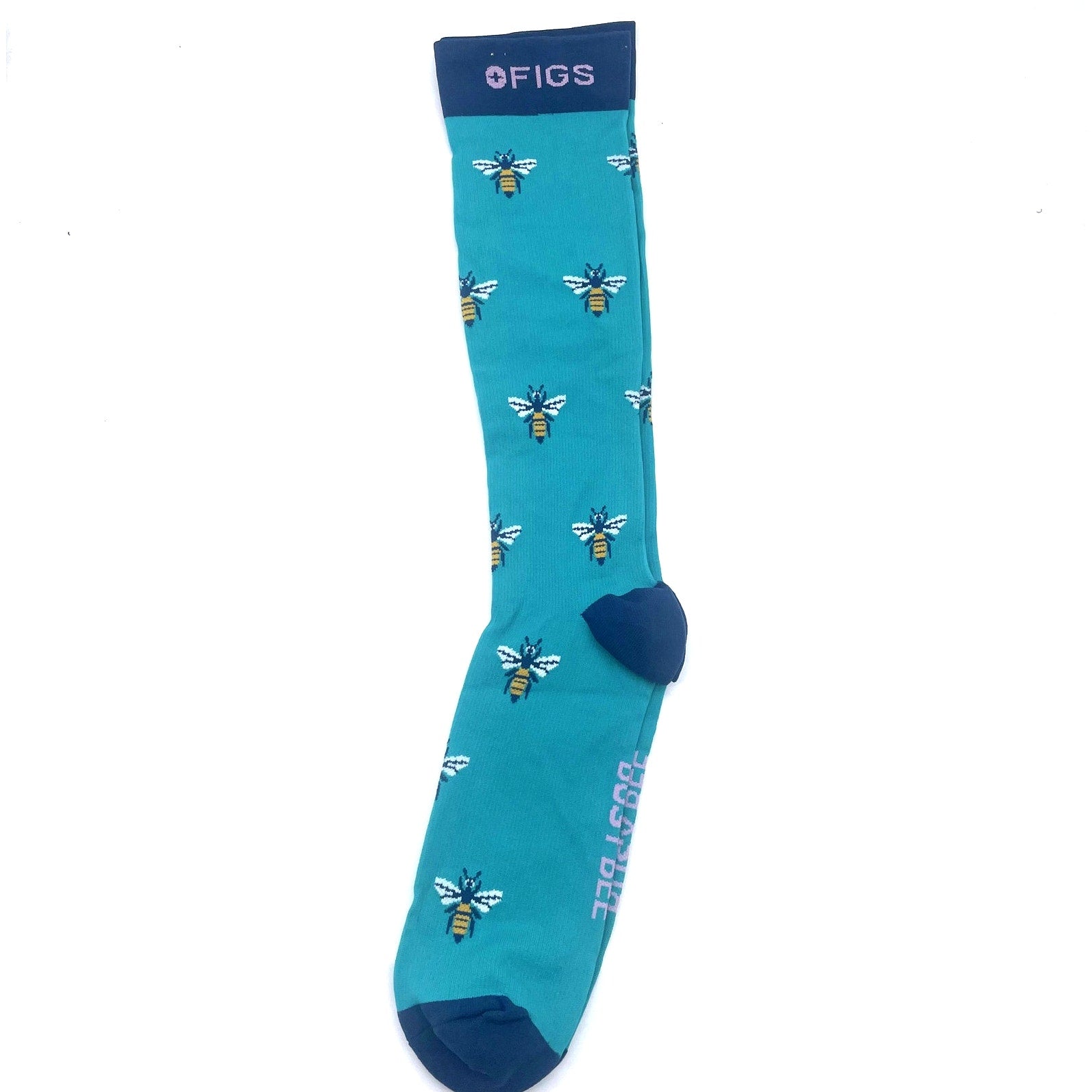 1 Pair FIGS Compression 'Bee' Blue Socks Size XL