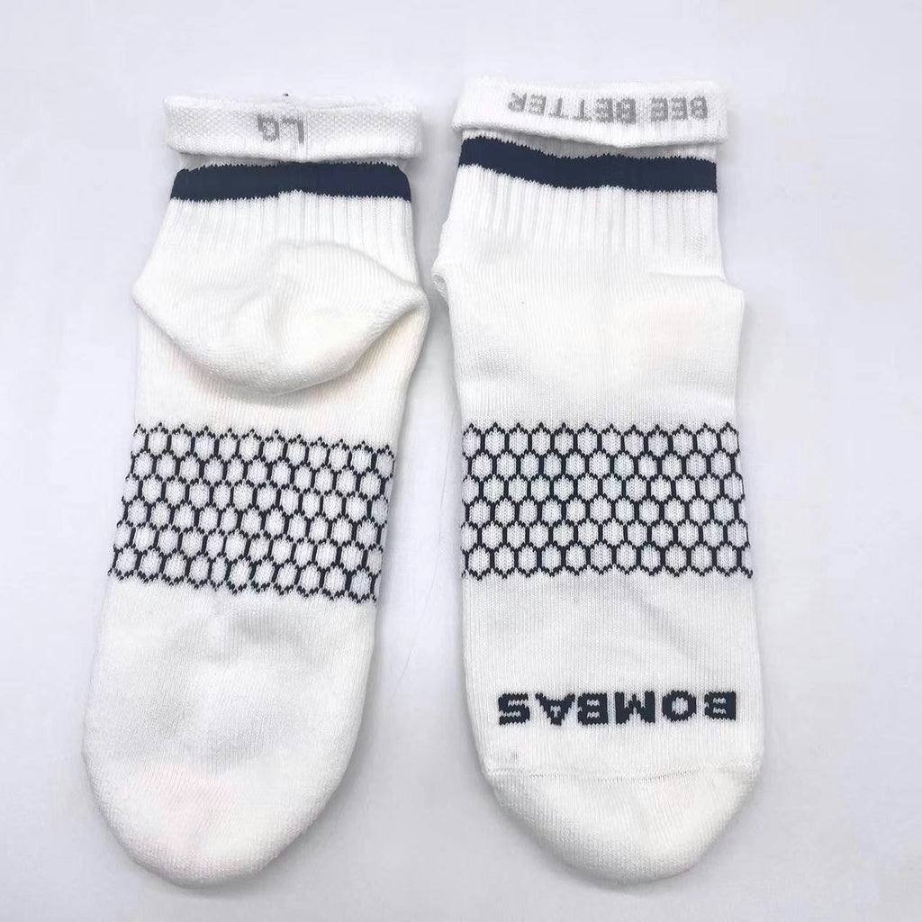 3 Pairs Bombas Stripe Quarter Socks Size Large