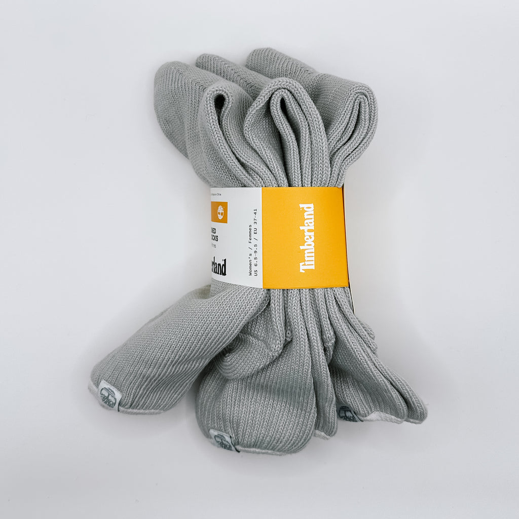 Timberland 3 Pairs Women's Cushioned Crew Socks- Wool Blend, Thermal Gray