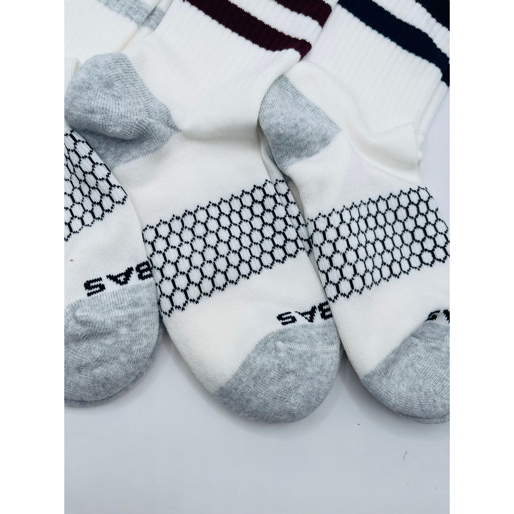 4 Pairs Bombas Stripe Quarter Socks Size Medium 6-10