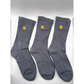 CARHARTT 3 PAIRS WIP CHASE CREW SOCKS  IN JUNIPER AND HEATHER GRAY  ONE SIZE
