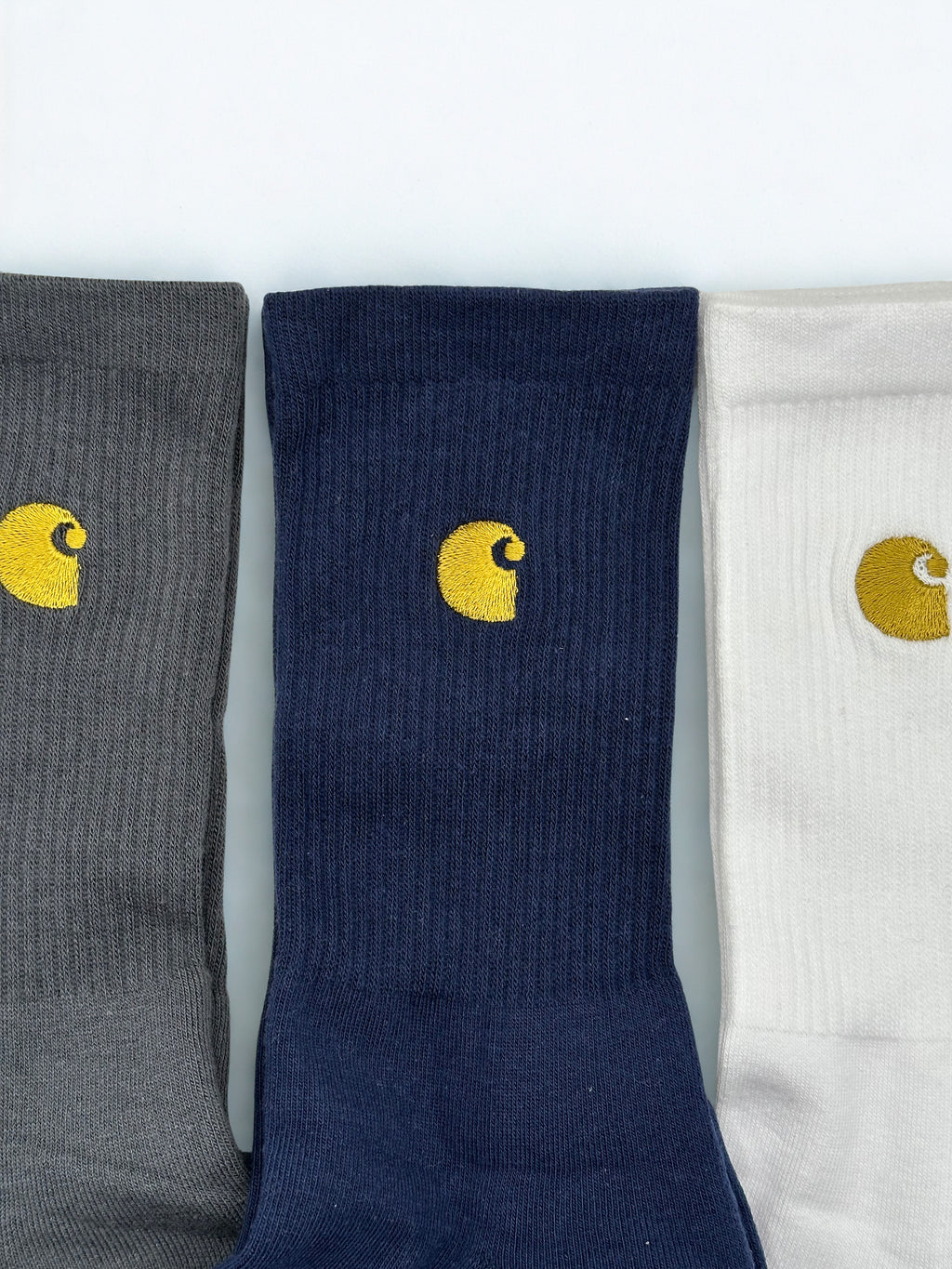 3 Pairs - Carhartt WIP Chase Socks Gold Logo Crew Streetwear Large