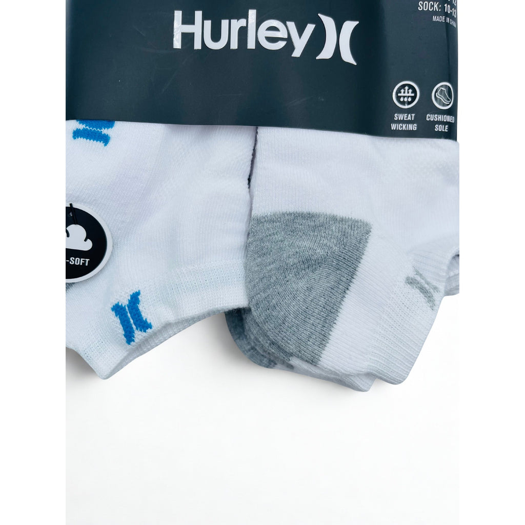 6 Pairs Hurley Men's low-cut cushioned socks L 8-12 White NWT