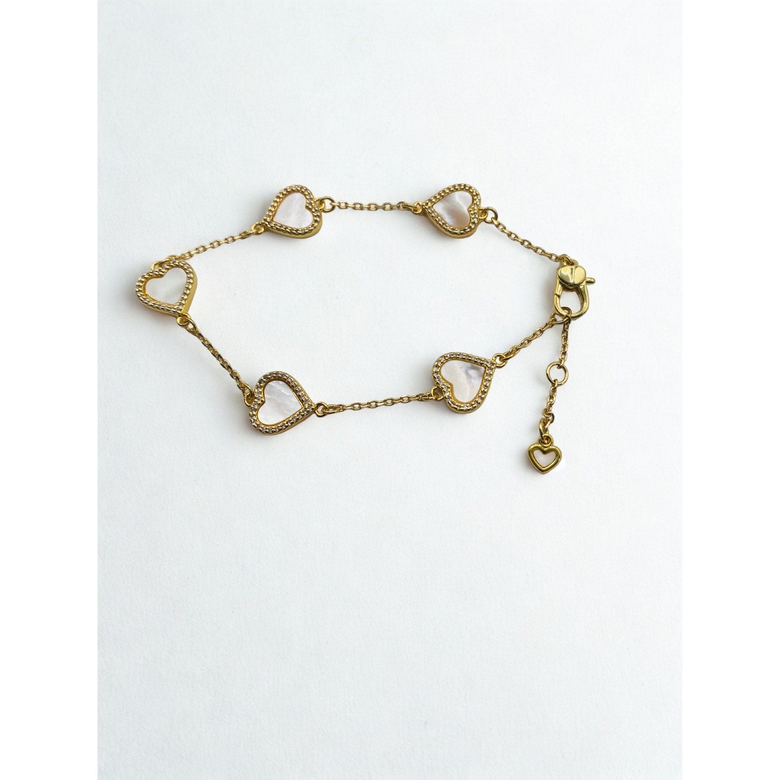 Kate Spade New York Gold-Tone Pavé & Mother-of-Pearl Heart Link Bracelet