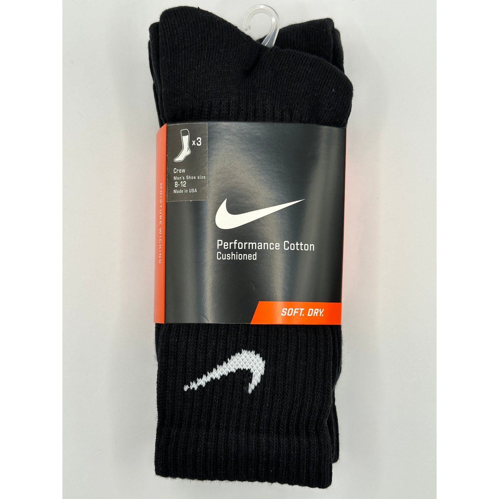 3 Pairs NWT NIKE Everyday Cotton Crew Socks Dri Fit Size LARGE