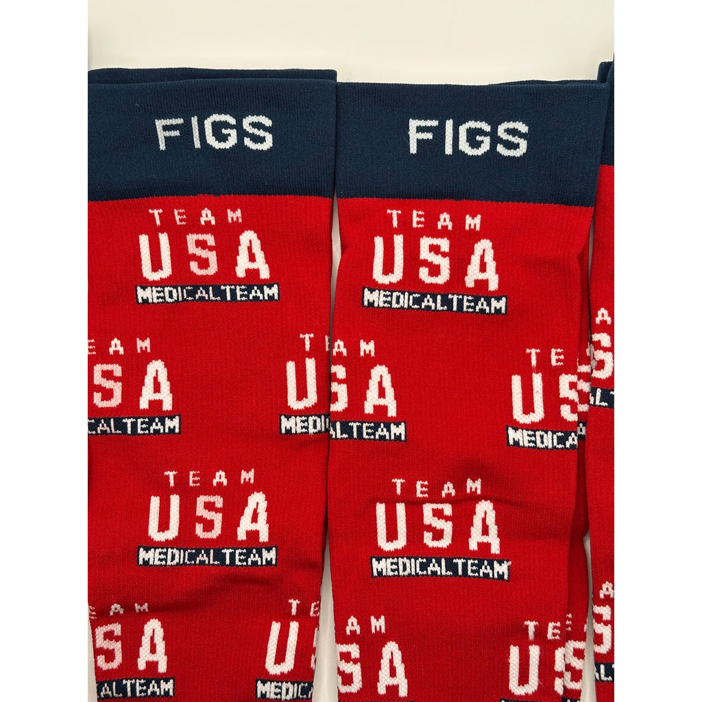 4 Pairs FIGS Compression Socks Red & Black USA 100% Awesome Size Medium