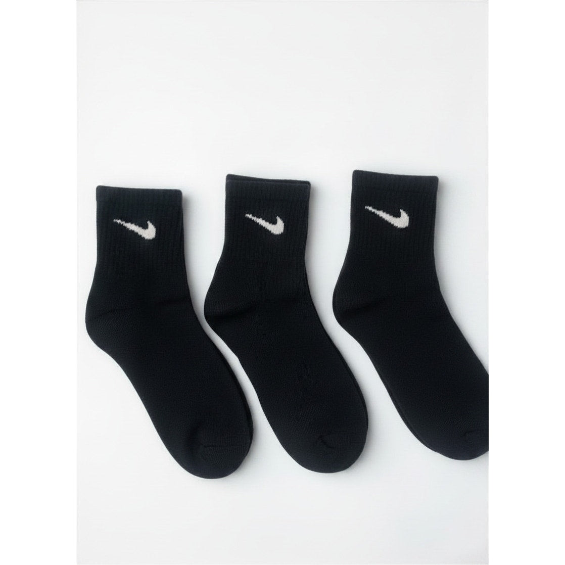 3 Pairs NWOT NIKE Black Cotton Quarter Socks Dri Fit Size Medium