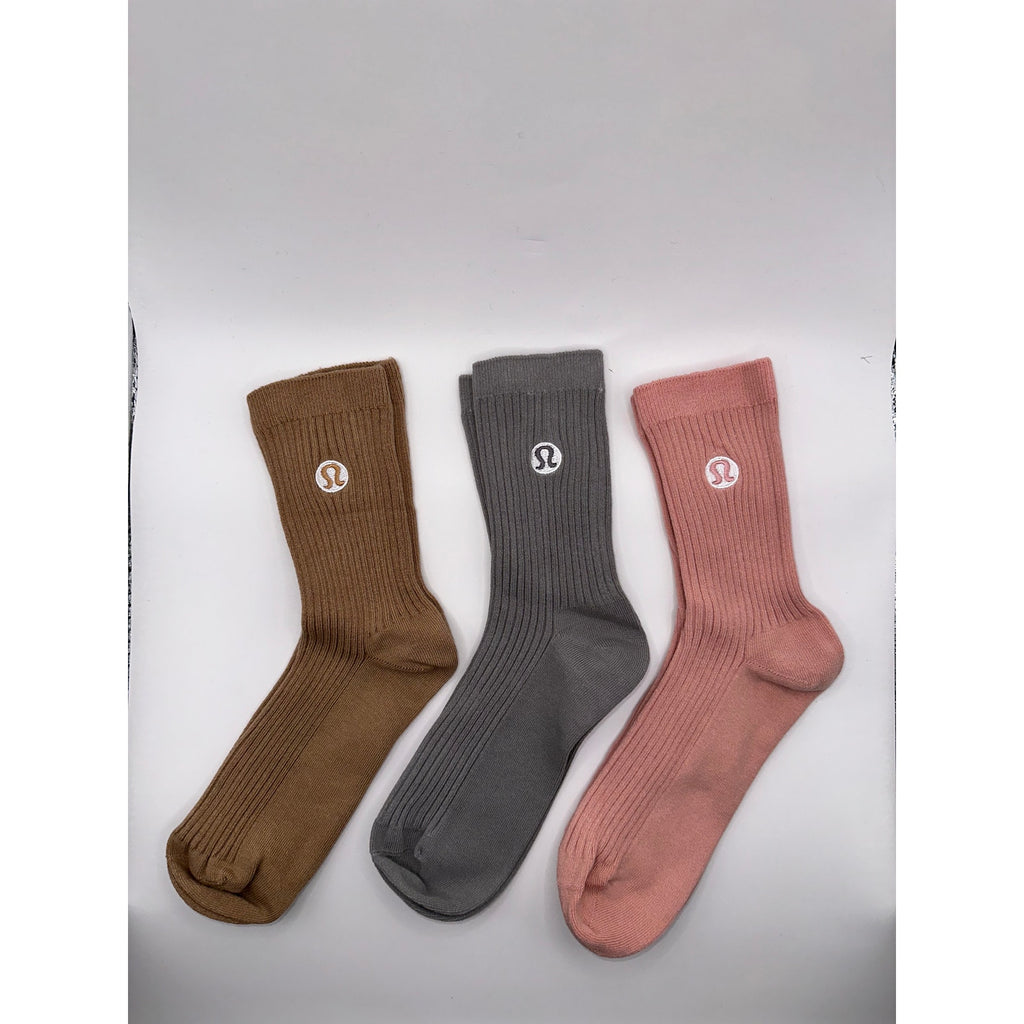 3 Pairs - Lululemon Cotton Daily Essential Socks Mid-Crew M/L 6.5–10.5 (US)