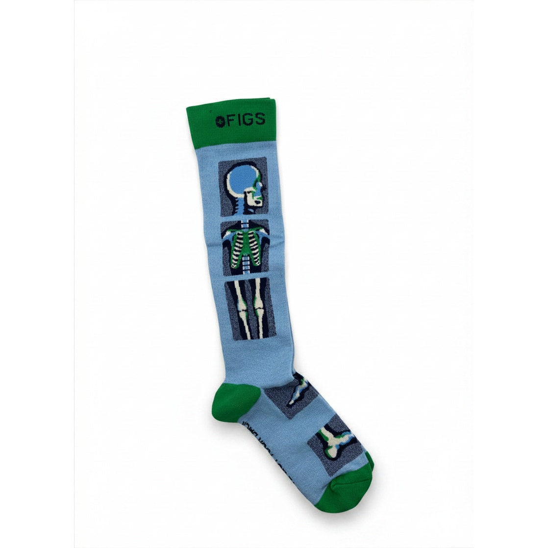 1 Pair FIGS Compression 'Skeleton' Socks Size Medium