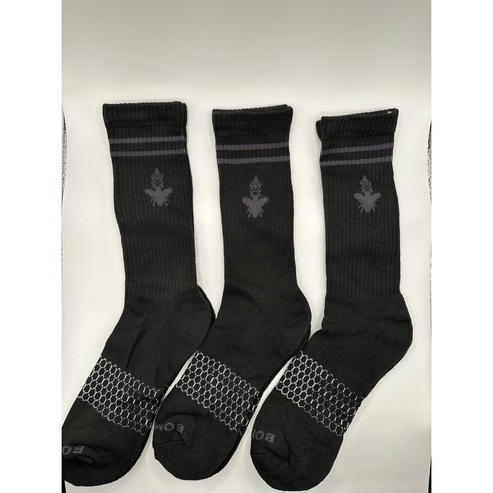 BOMBAS Honeycomb CrewSocks Size Large Black 3 Pairs Unisex