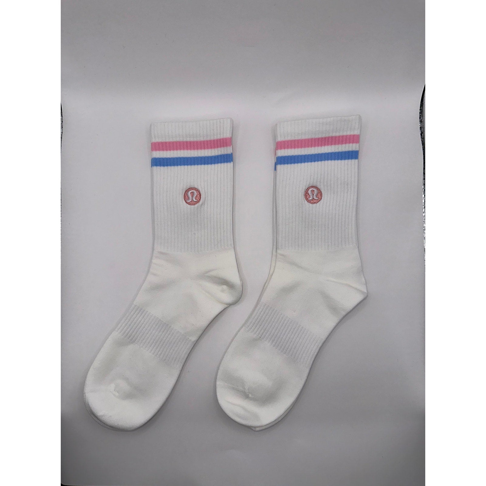2 Pairs - Lululemon Daily Essential Stripe Crew Socks M/L 6.5–10.5 (US)