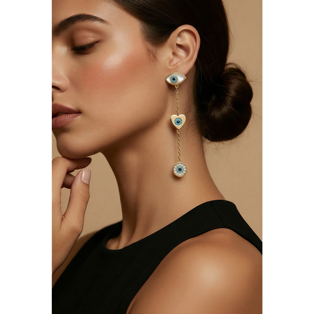 Kate Spade New York Gold-Tone Mixed Stone Evil Eye Linear Drop Earrings