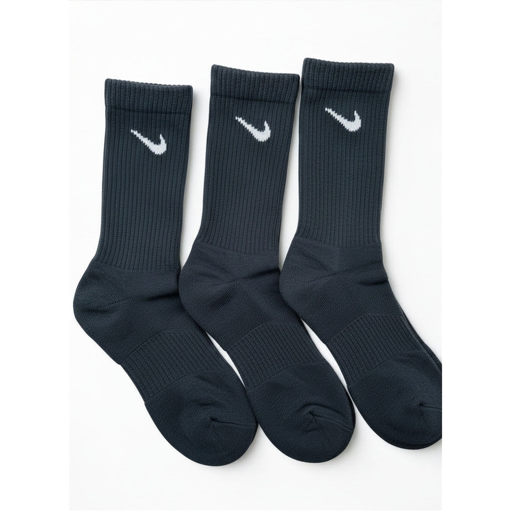 3 Pairs NWOT NIKE Black Everyday Cotton Crew Socks Dri Fit Size Large