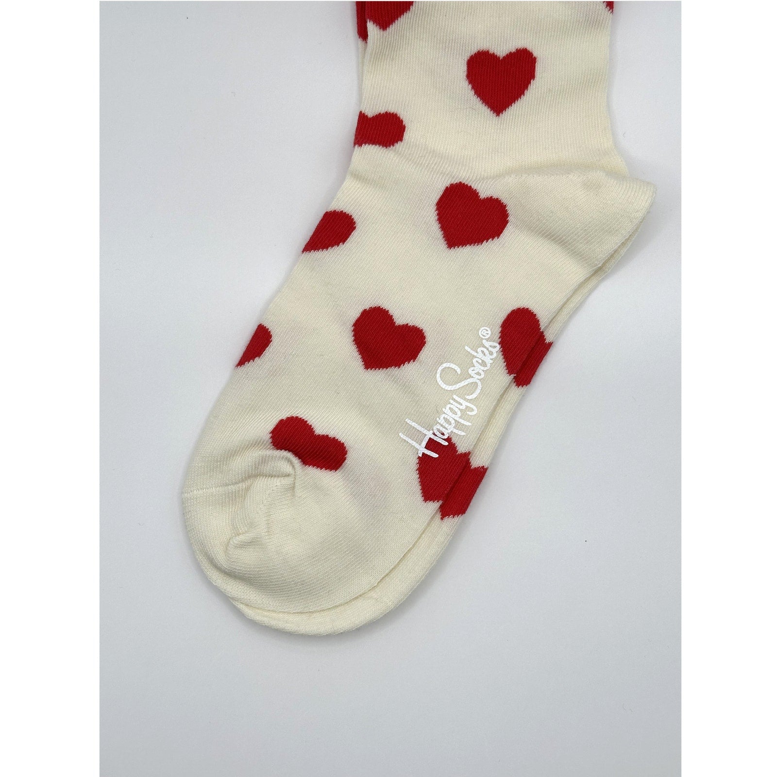 1 Pair Happy Socks White Heart Size Medium Unisex