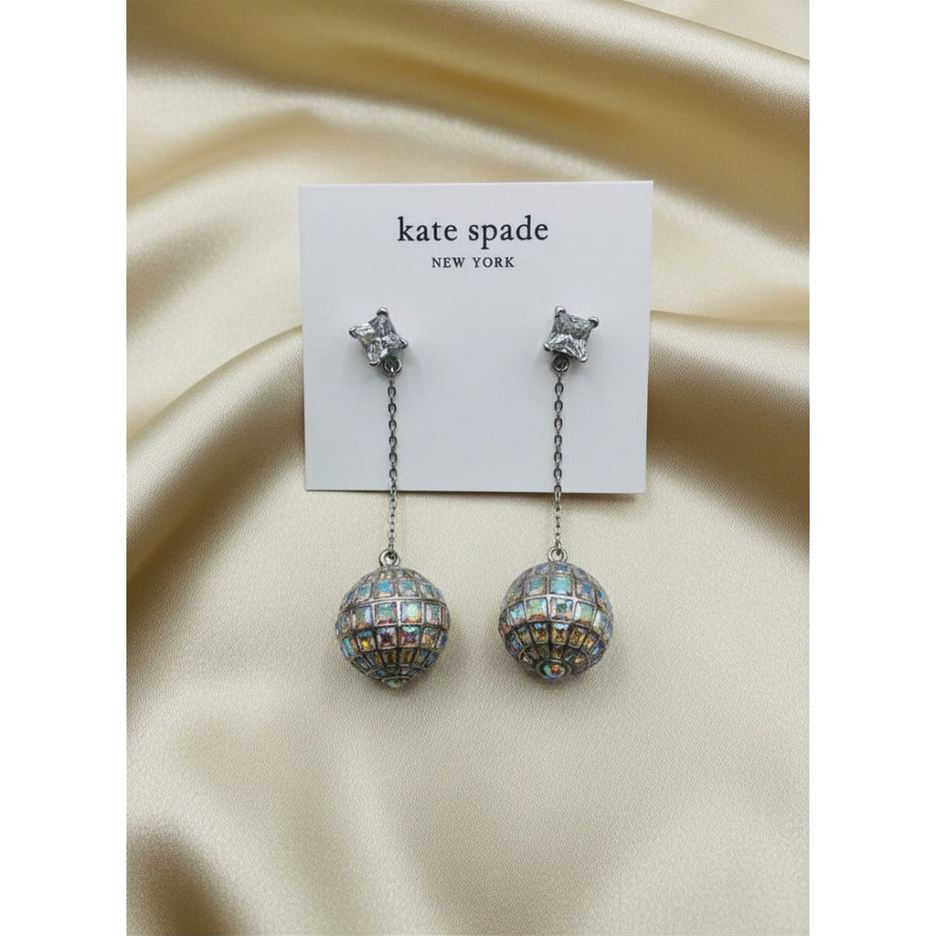 Kate Spade New York Beaming Bright Disco Ball Linear Earrings.