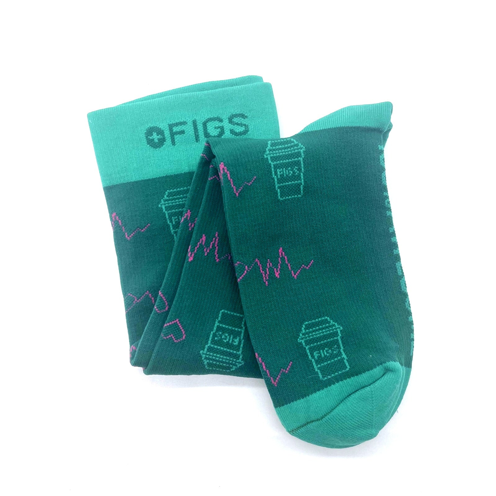 1 Pair FIGS Compression 'Matcha' Green Socks Size L