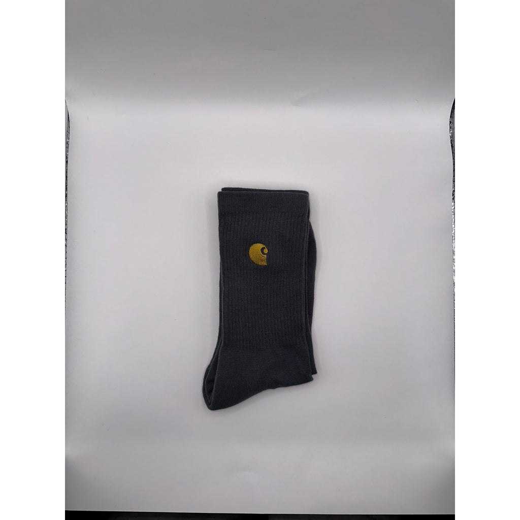 Carhartt WIP Chase Socks Black Grey Gold Logo Crew Workwear Streetwear One Size