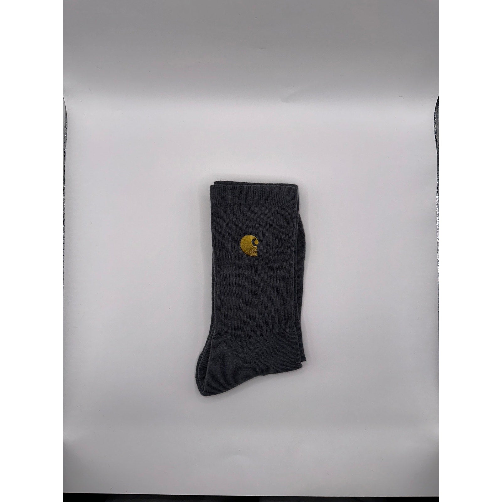 Carhartt WIP Chase Socks Black Grey Gold Logo Crew Workwear Streetwear One Size