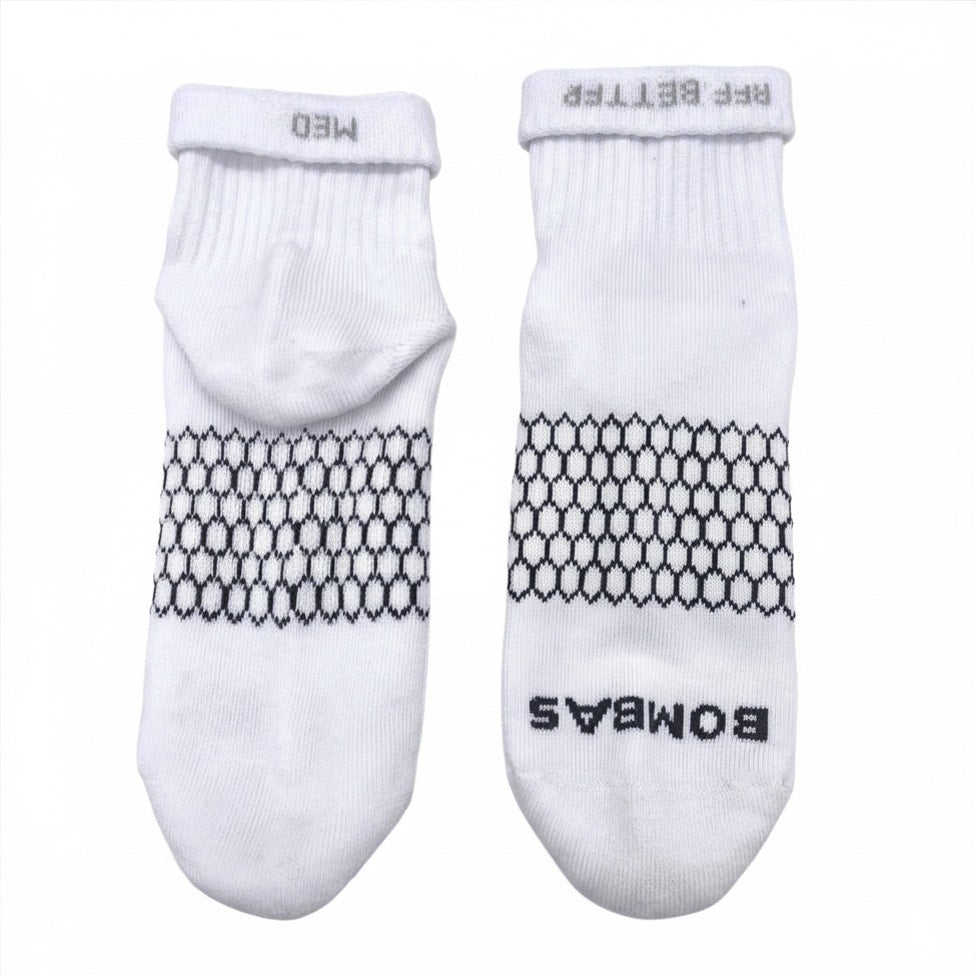 6 Pairs Women Men's BOMBAS Honeycomb Quarter Socks Size Medium