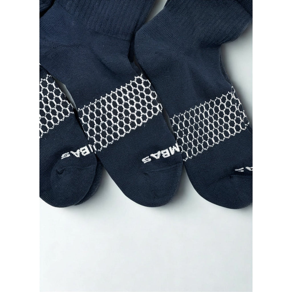 3 Pairs Bombas Navy Blue Quarter Socks Size Large 8-12