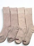 Timberland Unisex Cushioned Crew Socks 4 Pairs - Wool Blend, Light Brown Medium
