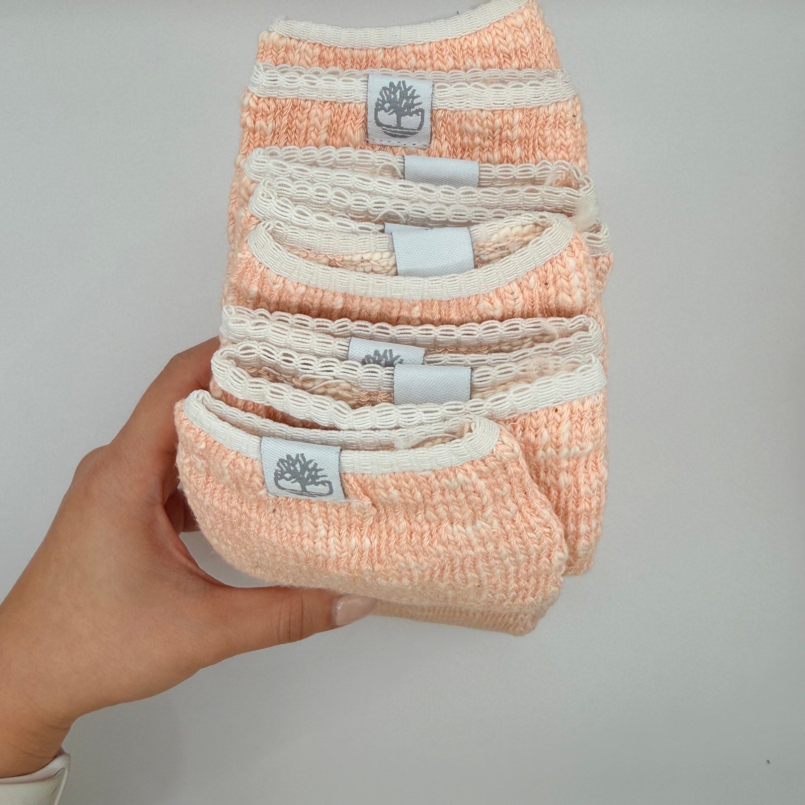 NWT Timberland Women's Cushioned Crew Socks 4 Pairs - Wool Blend, Thermal Peach Medium