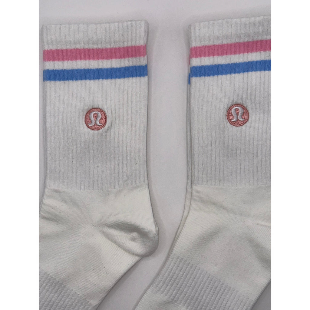 2 Pairs - Lululemon Daily Essential Stripe Crew Socks M/L 6.5–10.5 (US)