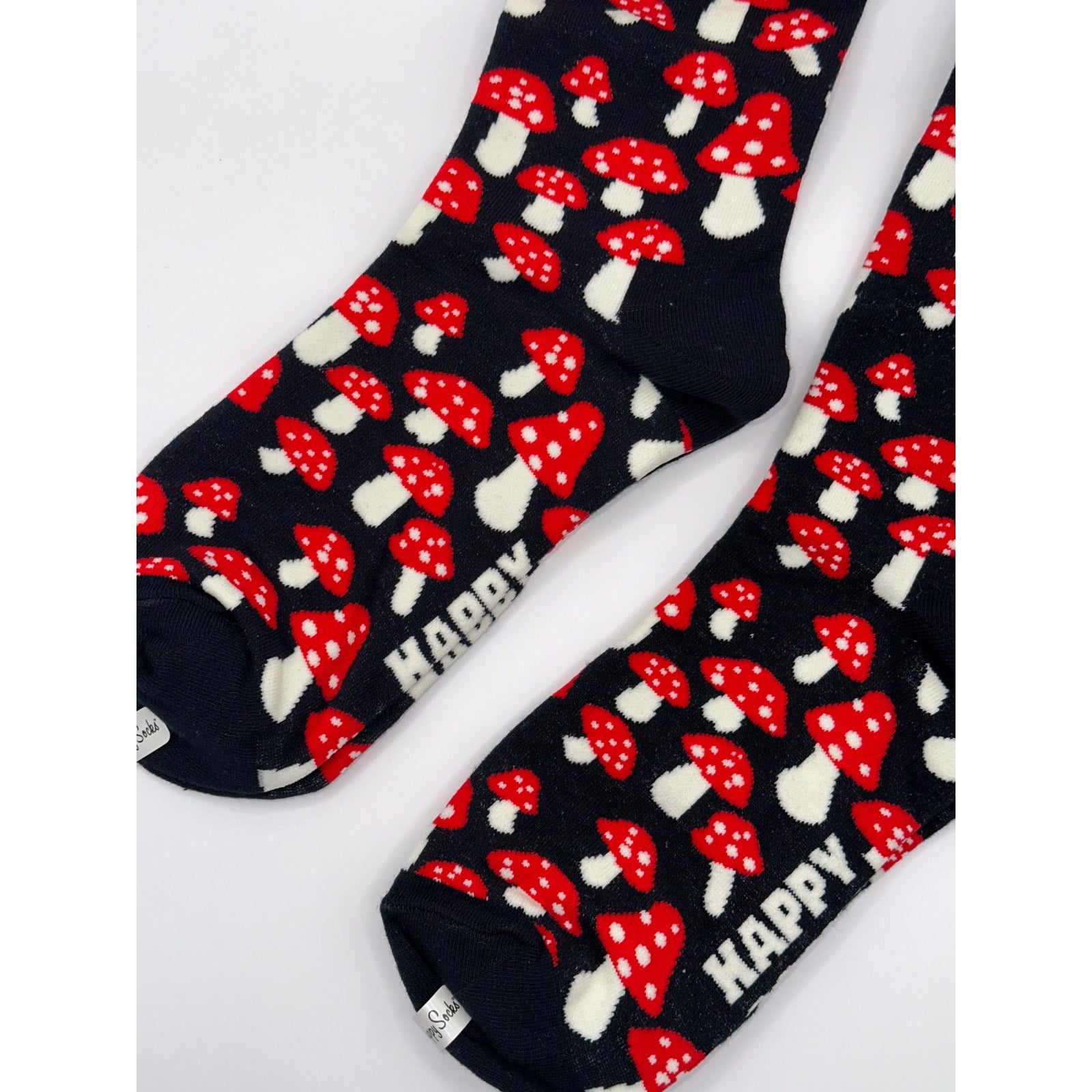 2 Pairs Happy Socks Black Mushroom Size Medium Unisex