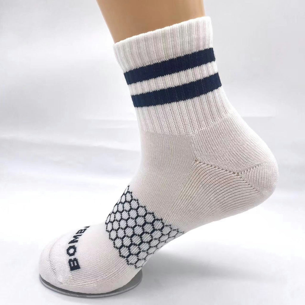 3 Pairs Bombas Stripe Quarter Socks Size Large