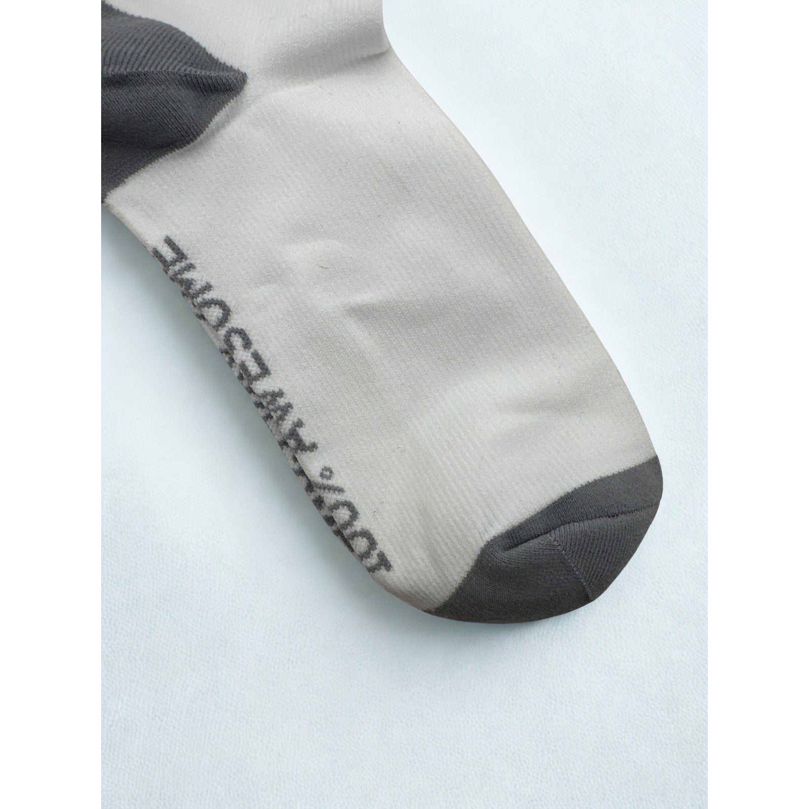 1 Pair FIGS Compression White & Gray Plain Socks Size Large